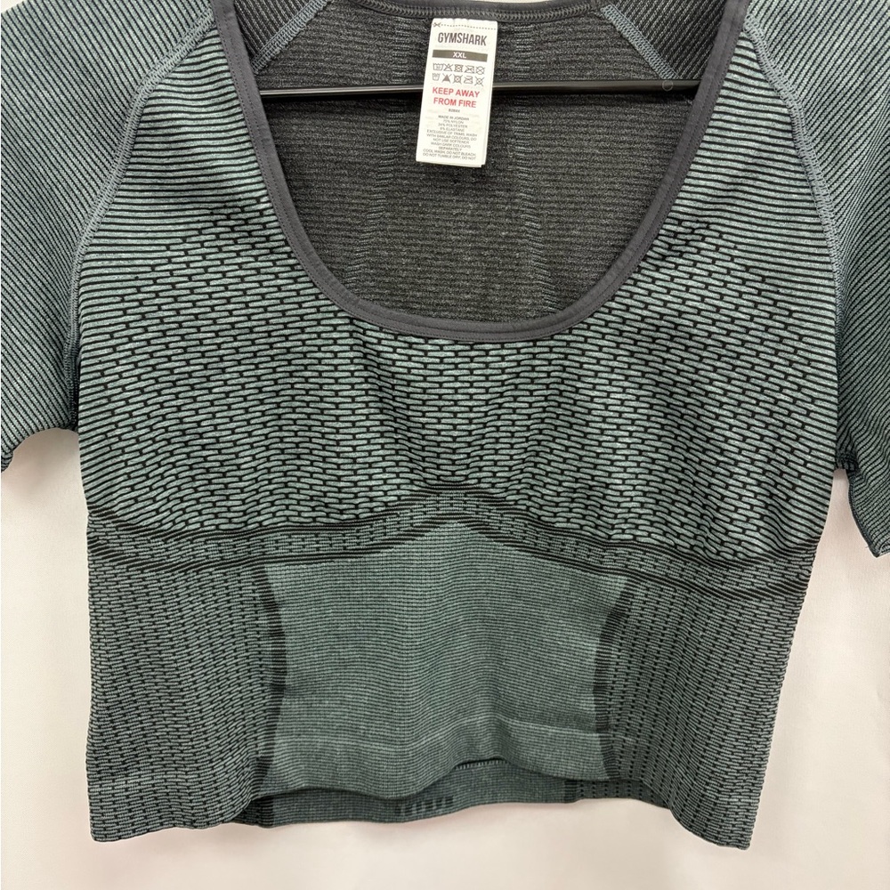 Gymshark Black and Green Patterned Crop Top Size XXL